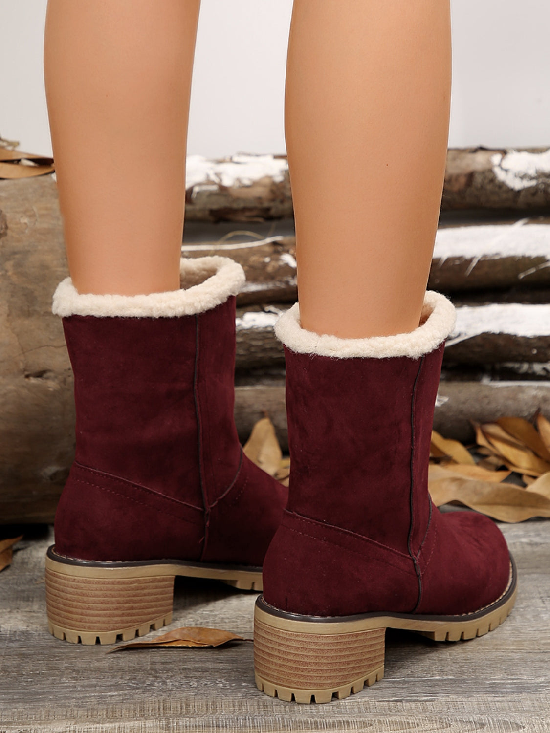 Thermal Fuzzy Block Heel Boots Trandify Deal