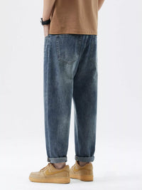 Men's Washed Relaxed Fit Jeans | Comfort Stretch Denim