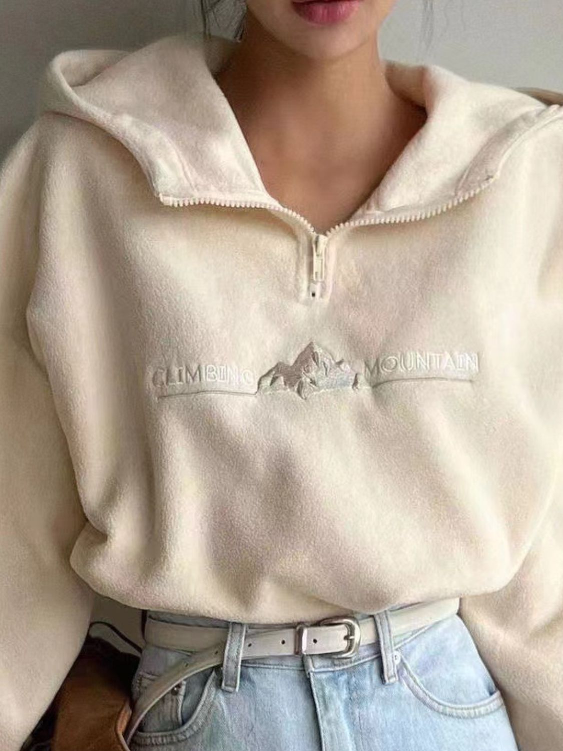 Mountain Quarter Zip Long Sleeve Hoodie Trandify Deal