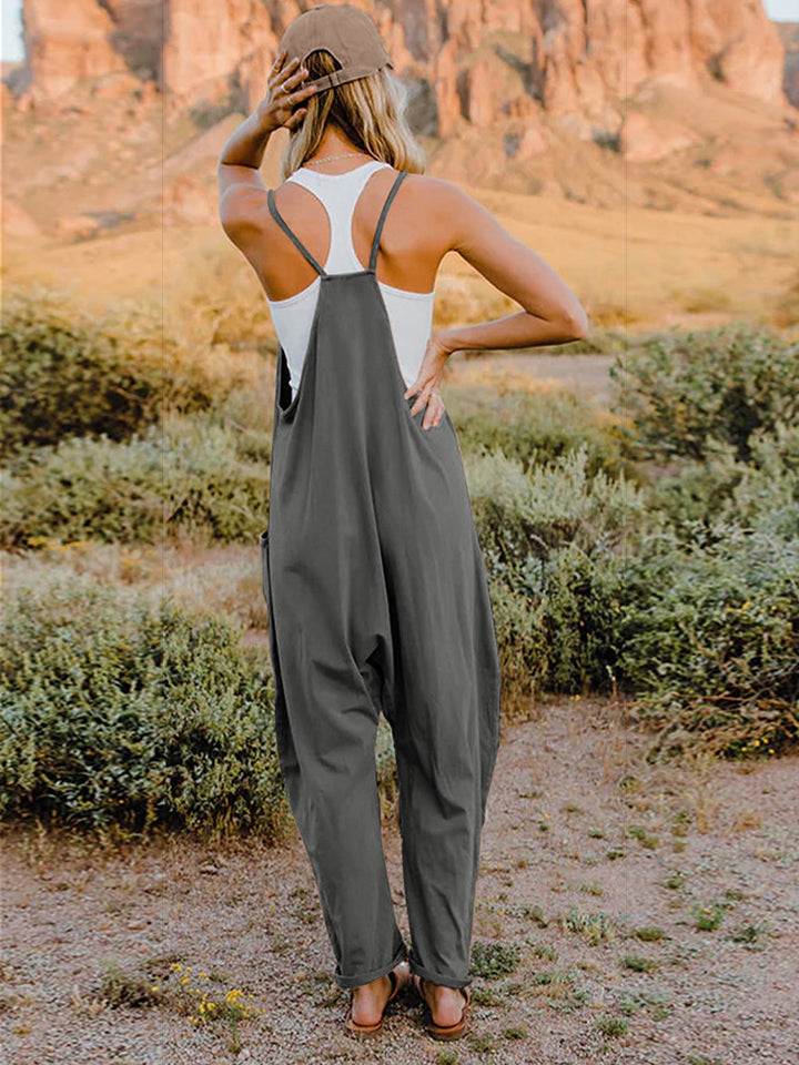 Double Take Full Size Sleeveless V-Neck Pocketed Jumpsuit Trandify deal