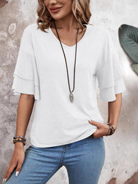 V-Neck Half Sleeve Blouse - Trandify Deal