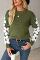 Flower Round Neck Long Sleeve Sweater Trandify Deal