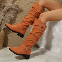 Buckle Round Toe Block Heel Boots Trandify Deal