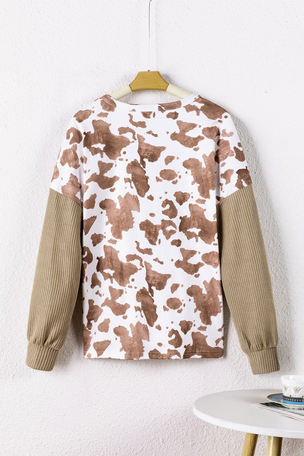 Printed Dropped Shoulder Long Sleeve Blouse Trandify deal