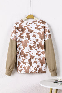 Printed Dropped Shoulder Long Sleeve Blouse Trandify deal