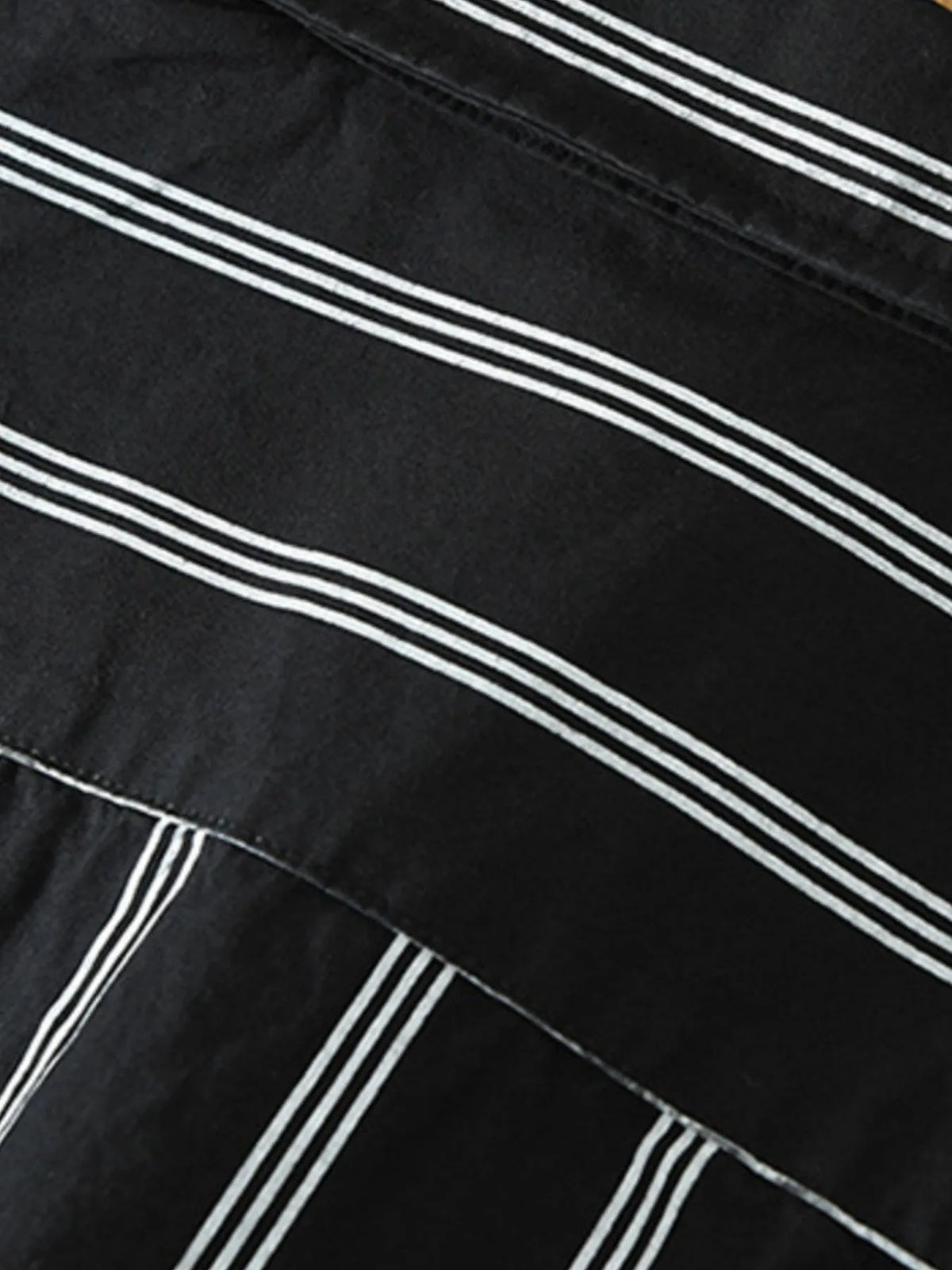 Men's Plus Size Classic Striped Short Sleeve Button-Up Shirt – Casual Slim Fit Summer Top for Big & Tall Men