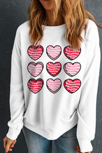 Valentine's Day Heart Round Neck Long Sleeve Sweatshirt Trandify Deal