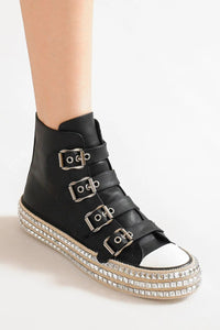 Beast Fashion Multi-Buckle Straps Studded Platform Sneakers Trandify deal