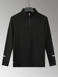 Men’s Plus Size Quarter Zip Active T-Shirt – Gray Moisture-Wicking Gym Top for Big & Tall Men