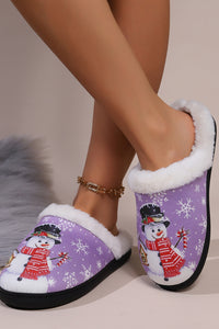Snowman Round Toe Faux Fur Slippers Trandify Deal
