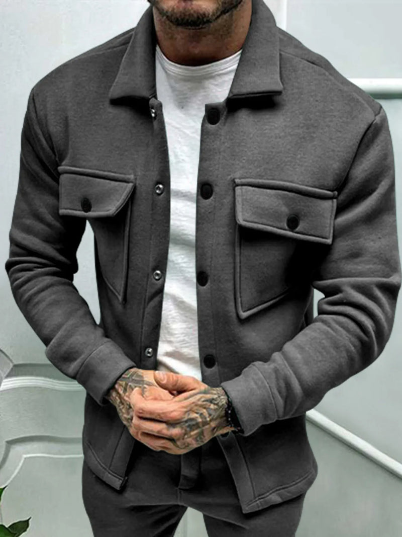 Men’s Plus Size Denim Button-Up Long Sleeve Jacket for Big & Tall – Slim Fit Casual Layering Shacket