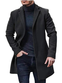 Men’s Plus Size Classic Long Sleeve Overcoat – Winter Wool Blend Coat