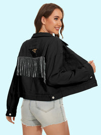 Distressed Distressed Button Up Denim Jacket Trandify deal