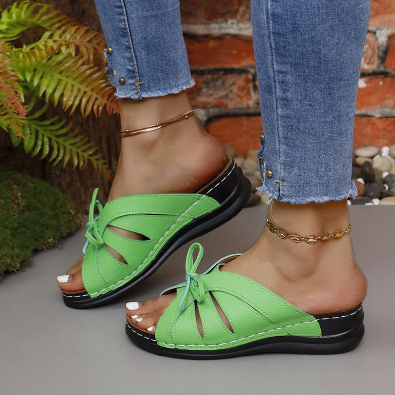 Tied Open Toe Low Heel Sandals Trandify Deal