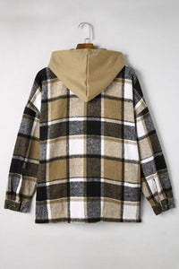 Plaid Button Up Hooded Shacket Trandify Deal