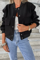 Pocketed Snap Down Long Sleeve Jacket Trandify Deal