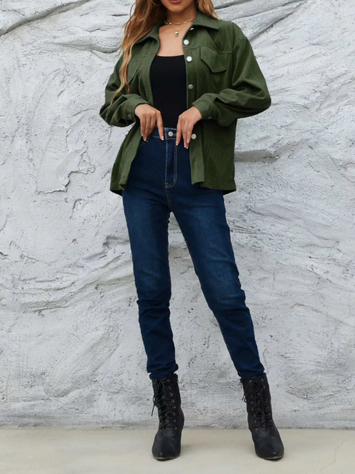 Women's Corduroy Shacket - Pocketed Overshirt