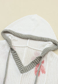 Drawstring Flower Hooded Knit Top Trandify Deal