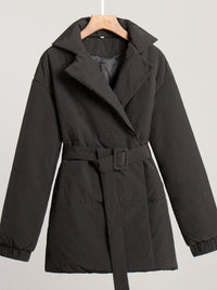 Puffer Long Sleeve Winter Coat with Belt Trandify Deal