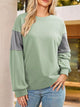 Women's Oversized Long Sleeve Sweatshirt with seam detail in Light Green, Y2K streetwear style.