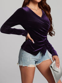 Ruched Surplice Long Sleeve Top Trandify Deal