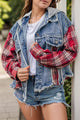 Raw Hem Drawstring Plaid Denim Jacket Trandify Deal
