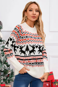 Angel Wings Reindeer Round Neck Long Sleeve Sweater Trandify Deal