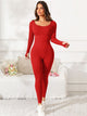 Scoop Neck Long Sleeve Active Jumpsuit Trandify Deal