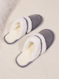 Contrast Faux Fur Round Toe Slippers Trandify Deal