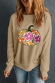 Pumpkin & Flower Graphic Long Sleeve Sweatshirt Trandify Deal