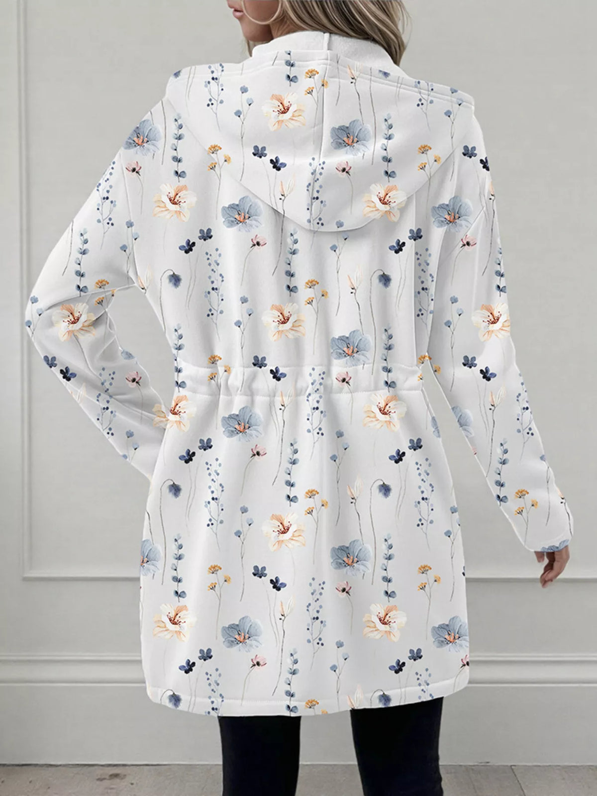 Women's lightweight zip up hoodie jacket in White with front pockets.