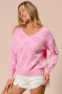 Valentines Heart Knit Top - Ribbed & Stretchable