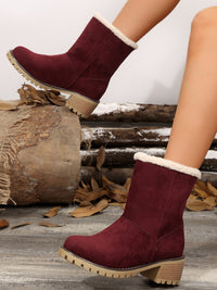 Thermal Fuzzy Block Heel Boots Trandify Deal