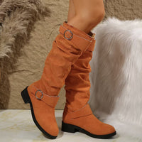 Buckle Round Toe Block Heel Boots Trandify Deal