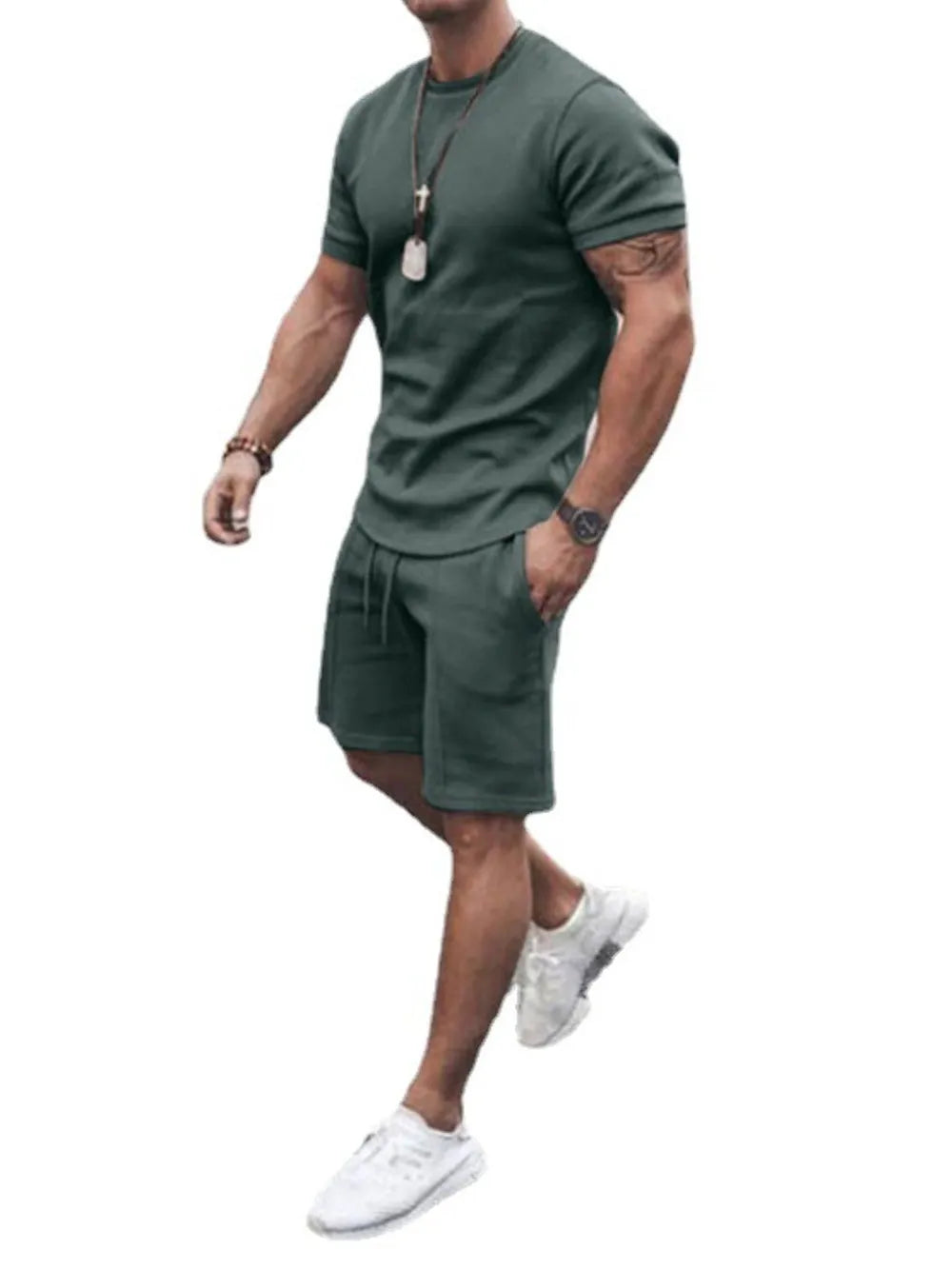 Men’s Plus Size Summer Outfit – 2-Piece T-Shirt & Shorts Set | Free Shipping