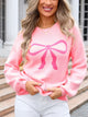 Bow Graphic Round Neck Long Sleeve Sweater Trandify Deal