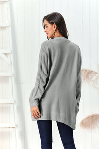 Cable-Knit Open Front Long Sleeve Cardigan Trandify Deal
