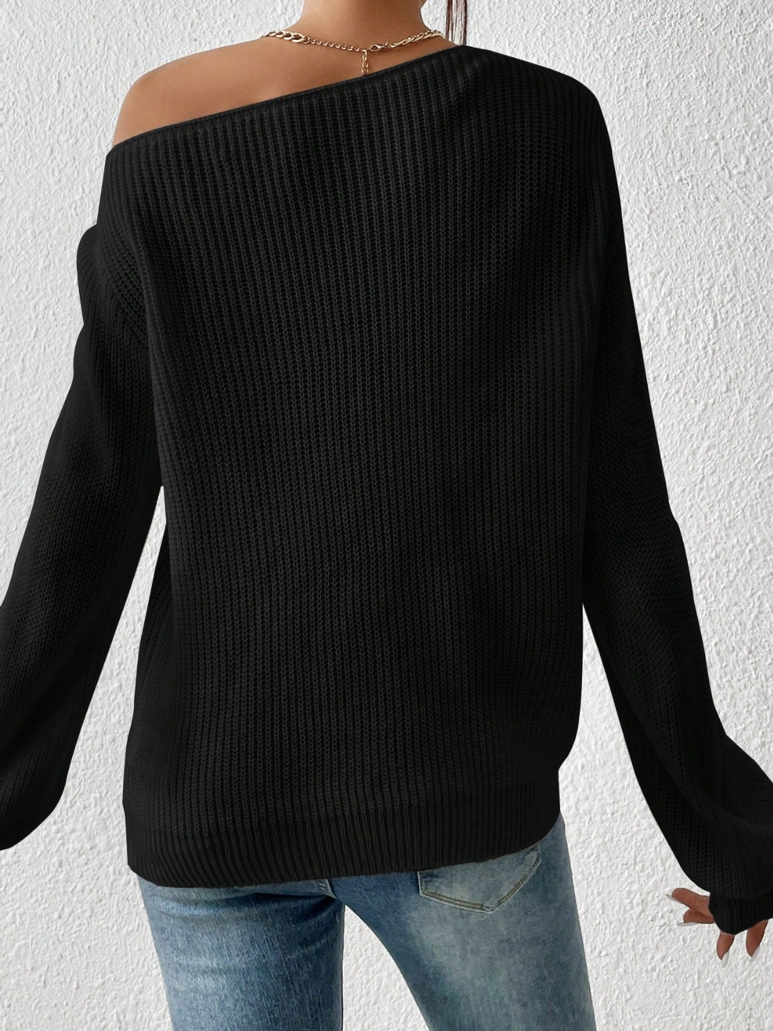 Honey Single Shoulder Long Sleeve Sweater Trandify Deal