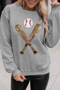 Sequin Baseball Long Sleeve Sweatshirt Trandify Deal