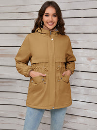 Drawstring Long Sleeve Hooded Jacket Trandify Deal
