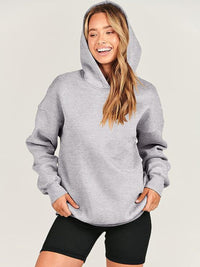 Dropped Shoulder Long Sleeve Hoodie Trandify Deal