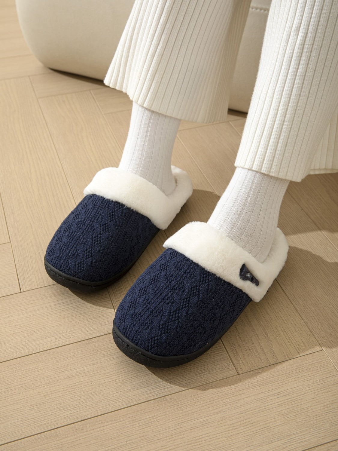 Horn Buckle Furry Texture Flat Slippers Trandify Deal