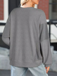 Women's Oversized Long Sleeve Sweatshirt with seam detail in Gray, Y2K streetwear style.