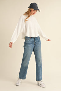 Mable Round Neck Dolman Sleeve Cropped Sweater Trandify Deal