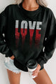 Rhinestone LOVE Round Neck Long Sleeve Sweatshirt Trandify Deal
