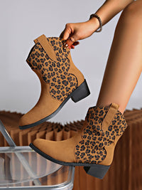 Leopard Suede Block Heel Boots Trandify Deal