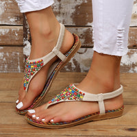 Beaded PU Leather Open Toe Sandals Trandify Deal