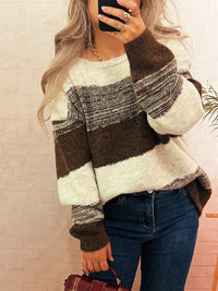 Women's Color Block Sweater | Casual Dropped Shoulder Pullover