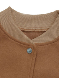 Perfee Baseball Collar Snap Down Long Sleeve Jacket Trandify Deal