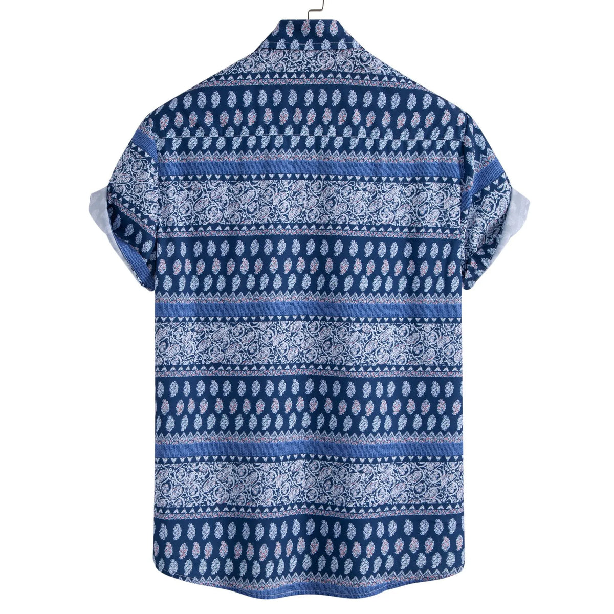 Men's Plus Size Geometric Print Short Sleeve Shirt – Stylish Summer Casual Top for Big & Tall